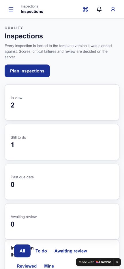 ULTAVI mobile inspections overview using demonstration data